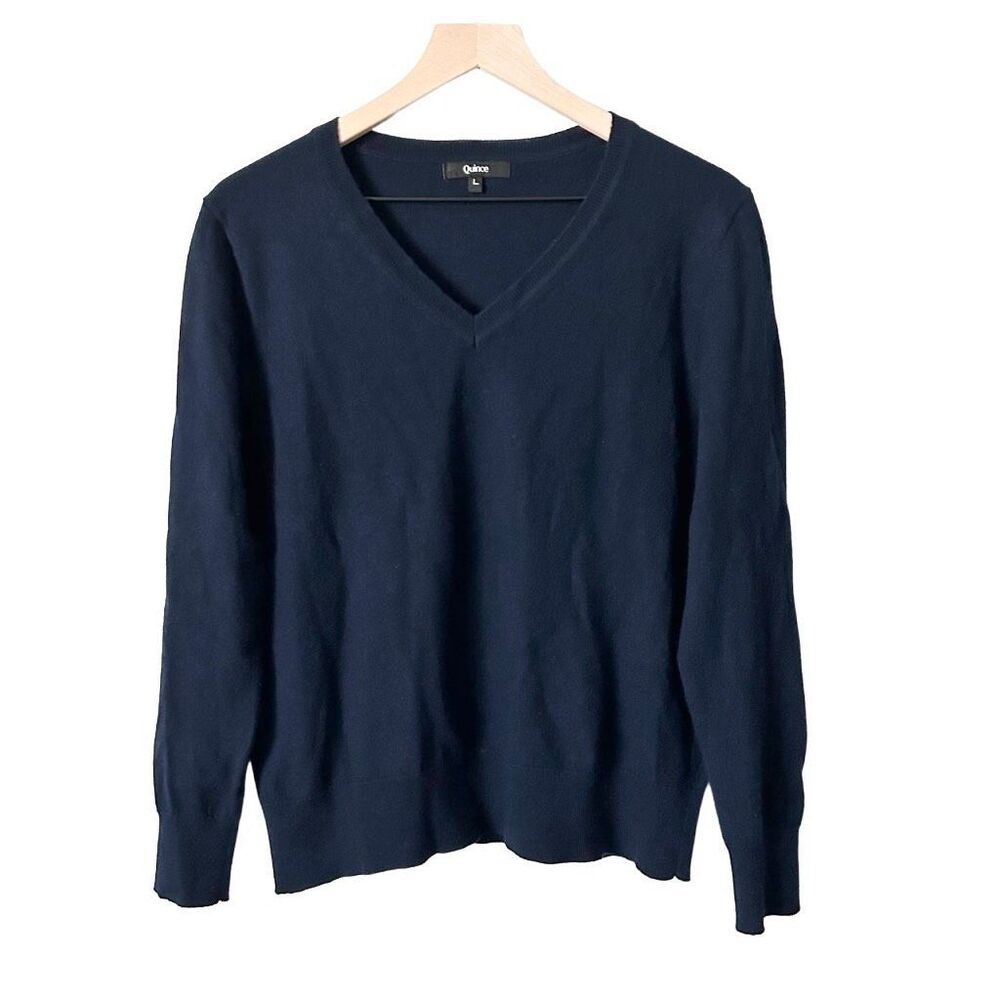 Quince Women’s Australian Merino Wool V-Neck Sweater Navy Size Large